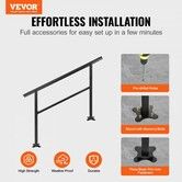 Handrail Outdoor Stairs 47.6 X 35.2 Inch Outdoor Handrail Outdoor Stair Railing Adjustable from 0 to 30 Degrees Handrail for Stairs Outdoor Aluminum Black