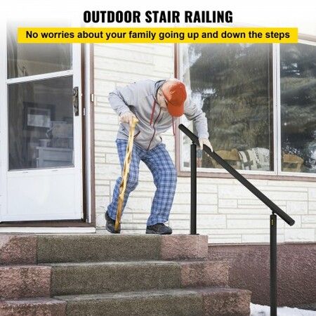 Handrail for Outdoor Steps Aluminum Stair
Handrail Fit 0-5 Steps w/ Installation Kit