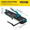 Tile Cutter 24in Cutting Tool w/ Laser Guide Single Rail Double Brackets