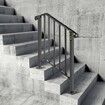 Iron Step Handrail Outdoor Stairs 2 or 3 Steps Adjustable Black Handrail