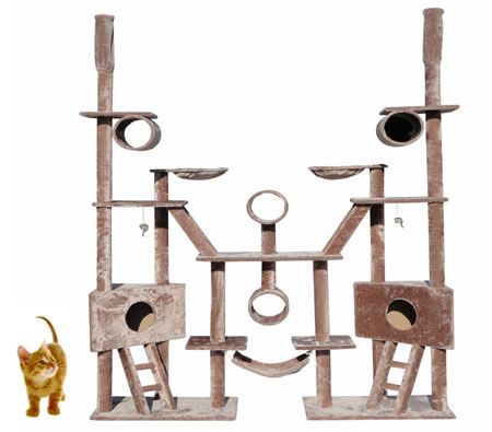 Cat Tree 244cm Multi Level Gym Play Centre w Hammock - Plush Material