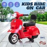 Vespa Electric Motorbike Kids Ride On Car Toy PX150 Licensed Motorcycle Battery Powered Motor Dirt Bike Wheeler with Training Wheels MP3 LED Lights 6V