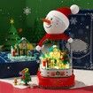 Christmas Music Box Building Block Kit,with Auto Rotating Snowman Play Christmas Music for Christmas New Year Gifts