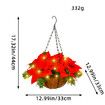 Christmas Flower Hanging Planter with Lights Faux Hanging Christmas Potted Basket with Pine Picks for Outdoors Indoor Holiday, 1 Pack