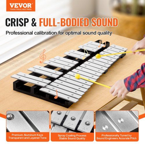 30 Note Glockenspiel Xylophone Bell Kit Percussion Instrument with Mallets Drum Sticks and Carrying Bag Professional Glockenspiel Xylophone Percussion