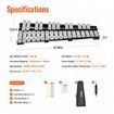 30 Note Glockenspiel Xylophone Bell Kit Percussion Instrument with Mallets Drum Sticks and Carrying Bag Professional Glockenspiel Xylophone Percussion