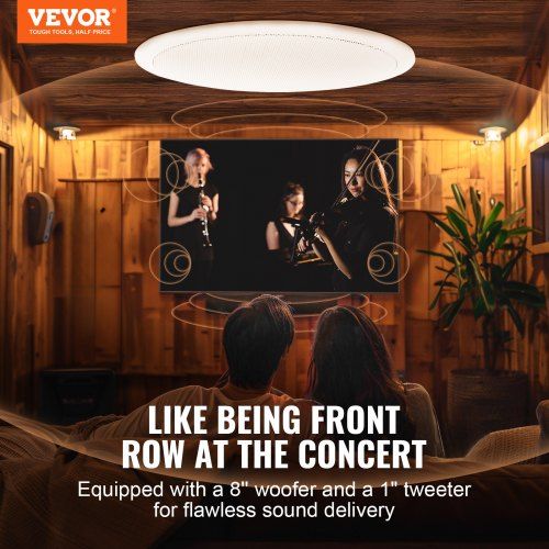 203.2 mm in Ceiling Speakers 200-Watts Flush Mount Ceiling & in-Wall Speakers System with 8ΩImpedance 89dB Sensitivity for Home Kitchen Living Room