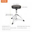 Drum Throne 490-585 mm Height Adjustable Padded Drum Stool Seat with Anti-Slip Feet 5A Drumsticks 150 kg Maximum Weight Capacity 360degree