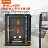 15U Wall Mount Network Server Rack Cabinet Enclosure 457.2 mm Door Lock