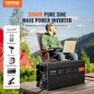 Pure Sine Wave Inverter 3000 Watt Power Inverter with 2 AC Outlets 2 USB Port 1 Type-C Port LCD Display and Remote Controller