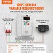 VFD 10HP 7.5KW 34A 1 Phase 220V-240V Input to 3 Phase 220V-240V Output Variable Frequency Drive 0-400Hz VFD for AC Motor Speed Control