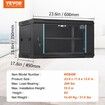 6U Wall Mount Network Server Cabinet 15.5'' Deep Server Rack Cabinet Enclosure 200 lbs Max Ground-mounted Load Capacity with Locking Glass Door Side Panels