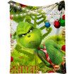 130*150CM Grinch Blanket for Christmas Cartoon Throw Blanket for Couch Soft and Warm,Blankets for Bedroom Living Room Travel Decorations