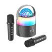 Mini Karaoke Machine with 2 Wireless Mics Portable Bluetooth Speaker Wireless Singing Machine,Disco LED Lights for Travel Home Party Gifts (Black)