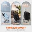 Stair Climbing Cart 50L Foldable Shopping Cart w/ Waterproof Bag & Seat