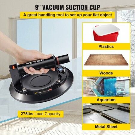 Glass Lifting Vacuum Suction Cup274.32cmGlassLifter Suction Cup124.74kgLoad Capacity Glass Lifting Suction Cup Heavy-Duty Hand-Held Glass Lifter For Moving