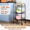 3-Tier Metal Rolling Cart Heavy Duty Utility Cart with Lockable Wheels Multi-Functional Storage Trolley with Handle for Office Living Room Kitchen Movable