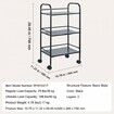 3-Tier Metal Rolling Cart Heavy Duty Utility Cart with Lockable Wheels Multi-Functional Storage Trolley with Handle for Office Living Room Kitchen Movable