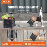 Foldable Utility Cart 36 kg Load Capacity Folding Portable Rolling Crate Handcart with Durable Heavy Duty Telescoping Handle and 2 Wheels
