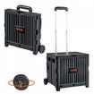 Foldable Utility Cart 36 kg Load Capacity Folding Portable Rolling Crate Handcart with Durable Heavy Duty Telescoping Handle and 2 Wheels