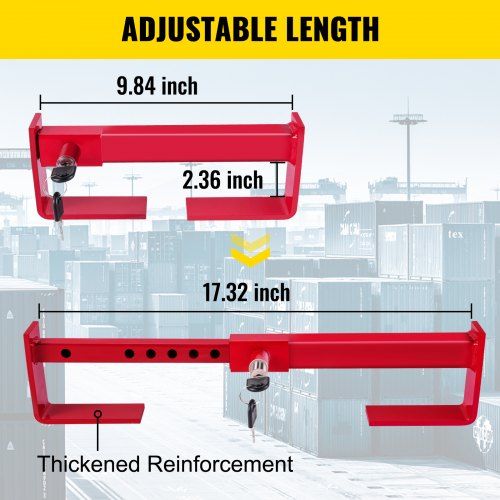 Heavy Duty Cargo Door Lock Shipping Container Lock with 2 Keys 9.84"-17.32" Locking Distance for Semi Trailer Trucks and Containers - Bright Red Powder