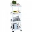 4-Tier Rolling Utility Cart Kitchen Cart with Lockable Wheels Multi-Functional Storage Trolley with Handle for Office Living Room Kitchen Movable Storage