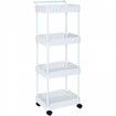 4-Tier Rolling Utility Cart Kitchen Cart with Lockable Wheels Multi-Functional Storage Trolley with Handle for Office Living Room Kitchen Movable Storage