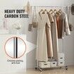 Clothes Rack with Wheels Heavy Duty Clothing Garment Rack with Hanging Rod and Bottom Storage Area Adjustable Length Clothing Rack 2 Lockable Wheels