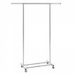 Clothes Rack with Wheels Heavy Duty Clothing Garment Rack with Hanging Rod and Bottom Storage Area Adjustable Length Clothing Rack 2 Lockable Wheels