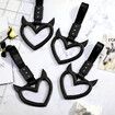 4 Pcs Devil Love-Shaped Handle Ring Bumper Warning Car Accessory Decorative Loops for Car Interior Exterior Decoration(Black with Black Suspenders)