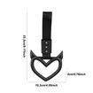 4 Pcs Devil Love-Shaped Handle Ring Bumper Warning Car Accessory Decorative Loops for Car Interior Exterior Decoration(Black with Black Suspenders)