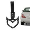 4 Pcs Devil Love-Shaped Handle Ring Bumper Warning Car Accessory Decorative Loops for Car Interior Exterior Decoration(Black with Black Suspenders)