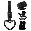 4 Pcs Love-Shaped Car Hand Strap Decorative Warning Loops Rear Bumper Warning Ring for Car Interior Exterior Decoration(Black with Black Suspenders)