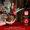 Small Christmas Tree Tabletop Artificial Mini Christmas Tree Decorations with Holiday Ornaments Red Berry Pine Cone Greenery for Home Indoor