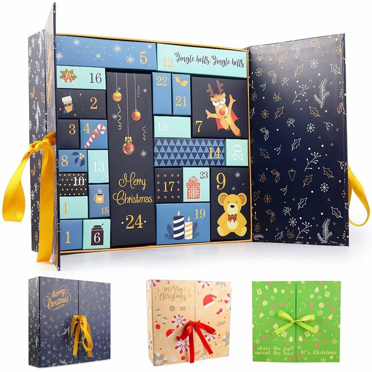 24 Empty Advent Calendar Boxes,Advent Calendar Fillers,DIY Advent Calendar Empty Boxes to Fill,Fillable Empty Advent Calendar 2025 (Blue)