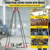 Chain Sling 9/32" X 10' Engine Lift Chain G80 Alloy Steel Engine Chain Hoist Lifts 3 Ton with 4 Leg Grab Hooks and Adjuster