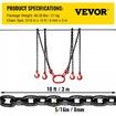 Chain Sling 9/32" X 10' Engine Lift Chain G80 Alloy Steel Engine Chain Hoist Lifts 3 Ton with 4 Leg Grab Hooks and Adjuster