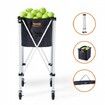 Foldable Tennis Ball Hopper Holds 180 Tennis Balls Lightweight Aluminum Alloy Tennis Ball Basket Cart with Wheels Removable Bag Carry Bag Portable Sports