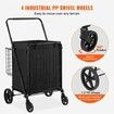 Folding Shopping Cart Rolling Grocery Cart with Double Baskets 330 LBS