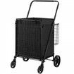 Folding Shopping Cart Rolling Grocery Cart with Double Baskets 330 LBS