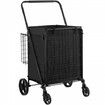 Folding Shopping Cart Rolling Grocery Cart with Double Baskets 330 LBS