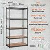 Storage Shelving Unit 5-Tier Adjustable 907 kg Capacity Heavy Duty Garage Shelves Metal Organizer Utility Rack Black 90L x 45W x 183H cm