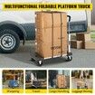 Platform Truck Foldable Compact Platform Cart Adjustable Length Aluminum Folding Cart Telescoping Handle with 4 Wheels 330 LBS Capacity