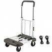 Platform Truck Foldable Compact Platform Cart Adjustable Length Aluminum Folding Cart Telescoping Handle with 4 Wheels 330 LBS Capacity