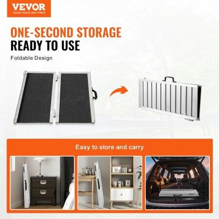 Portable Wheelchair Ramp 60cm Non-Slip Aluminum Folding Handicap Ramp Door Threshold Ramps for Wheelchair for HomeWheel Chair Ramp Steps Cars Scooter
