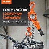 Manual Lever Chain Hoist 3/4 Ton 1650 lbs Capacity 10 FT Come Along G80 Galvanized Carbon Steel with Weston Double-Pawl Brake Auto Chain Leading