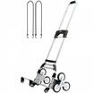 Stair Climbing Cart 100 kg Load Capacity Foldable Hand Truck with 82-116cm Adjustable Handle Height 4 Universal Wheels & 2 Elastic Ropes Multipurpose Dolly