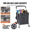 Folding Shopping Cart 200 lbs Max Load Capacity Grocery Utility Cart with Rolling Swivel Wheels and Bag Heavy Duty Foldable Laundry Basket Trolley Compact