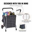 Folding Shopping Cart 200 lbs Max Load Capacity Grocery Utility Cart with Rolling Swivel Wheels and Bag Heavy Duty Foldable Laundry Basket Trolley Compact