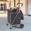 Folding Shopping Cart 200 lbs Max Load Capacity Grocery Utility Cart with Rolling Swivel Wheels and Bag Heavy Duty Foldable Laundry Basket Trolley Compact